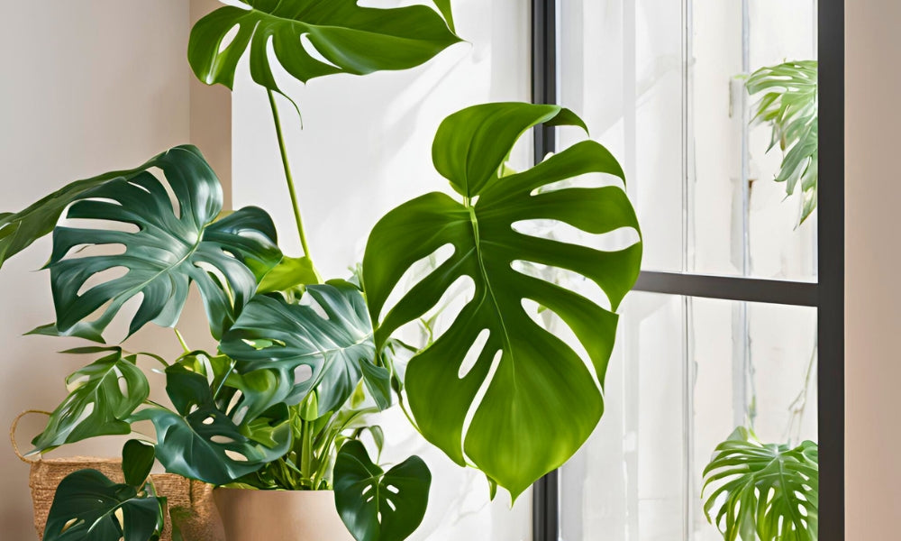 A Swiss Cheese Houseplant near a window