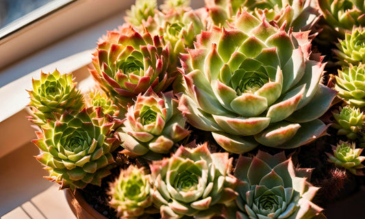 Homegro Sempervivum plant by window